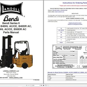 Landoll Bendi Forklift B40HL AC to B50DR AC Series 6 Parts Manual F 1084 2502 2025 (1)