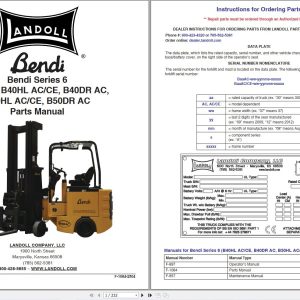 Landoll Bendi Forklift B40HL AC to B50DR AC Series 6 Parts Manual F 1084 2504 2025 (1)