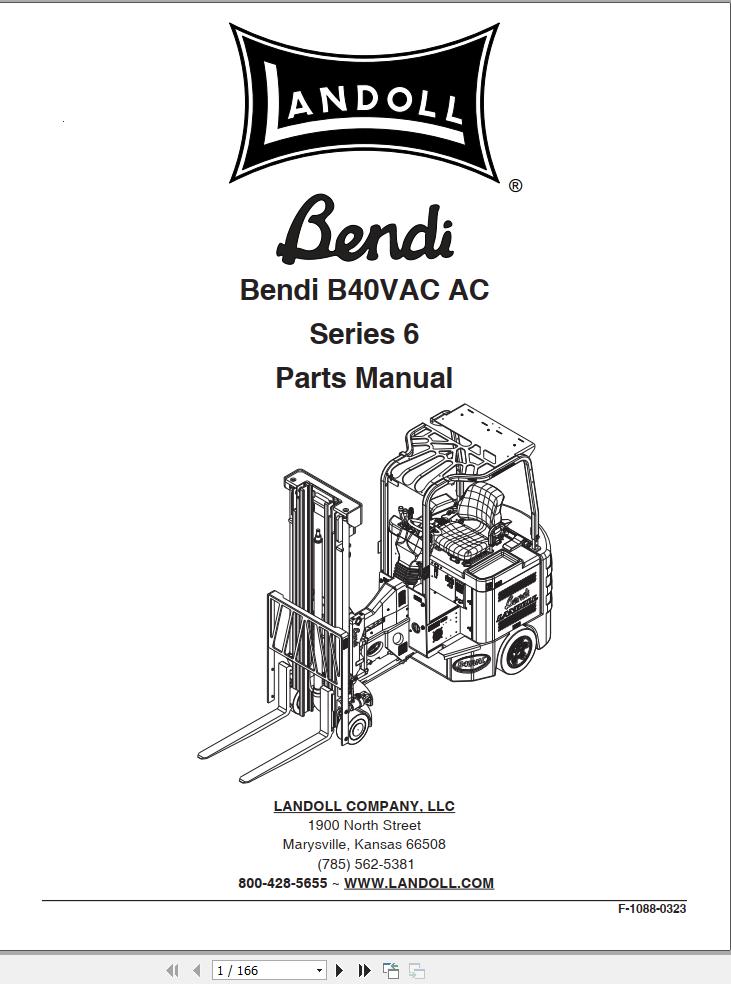 Landoll Bendi Forklift B40VAC AC Series 6 Parts Manual F 1088 0323 (1)