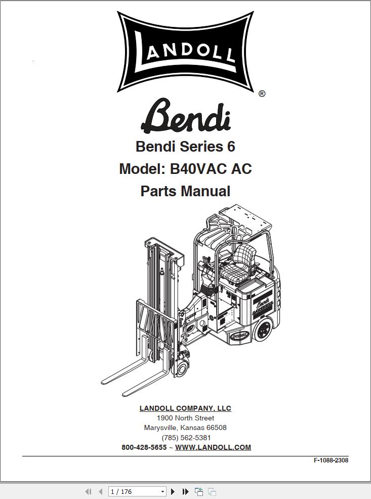 Landoll Bendi Forklift B40VAC AC Series 6 Parts Manual F 1088 2308 (1)