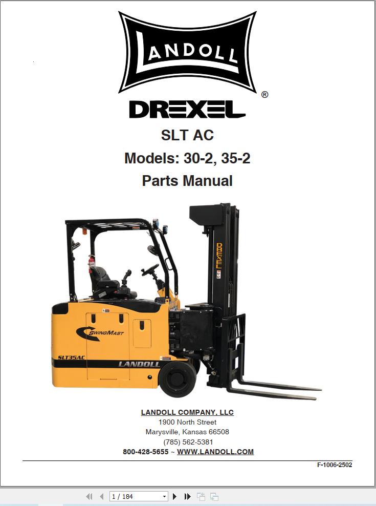 Landoll Drexel Forklift 30 2 35 2 Parts Manual F 1006 2502 2025 1