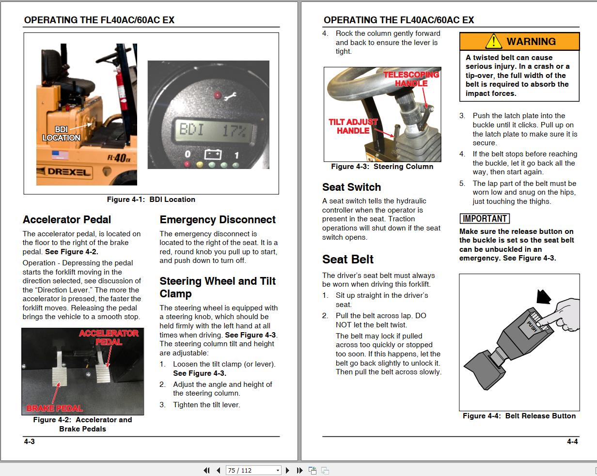 Landoll Drexel Forklift FL40 EX AC FL60 EX AC Operators Manual F 810 R0 (2)