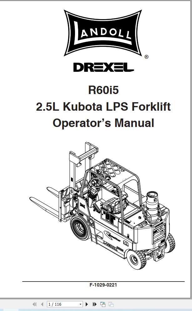Landoll Drexel Forklift R60i5 Operators Manual F 1029 0221 (1)