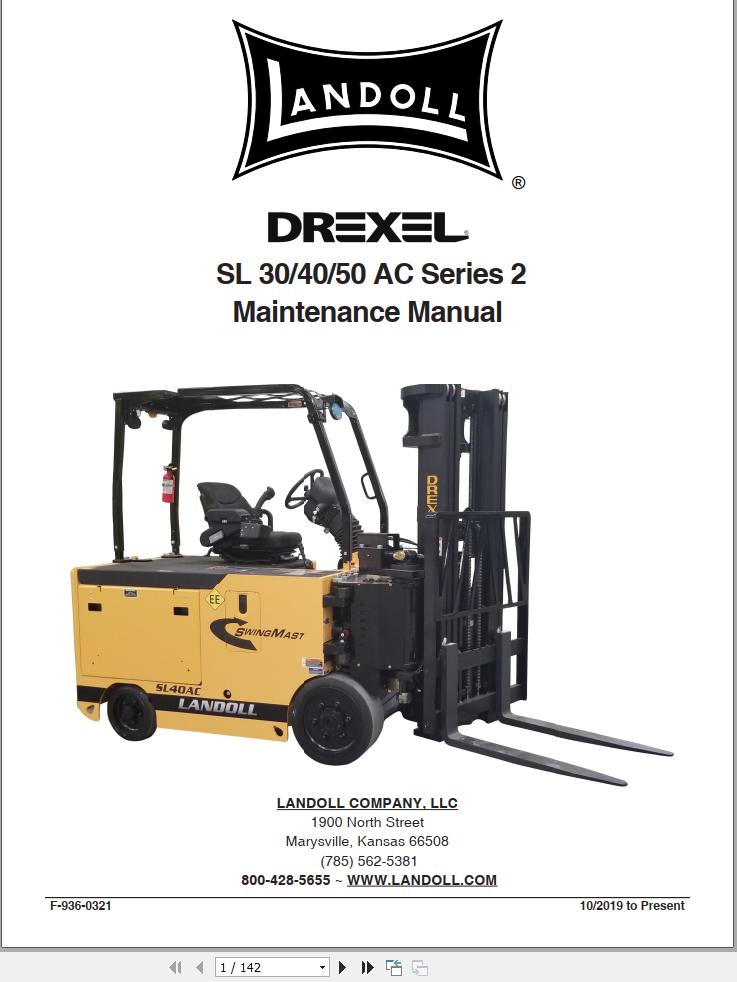 Landoll Drexel Forklift SL30 AC 2 SL40 AC 2 SL50 AC 2 Maintenance Manual F 936 0321 (1)