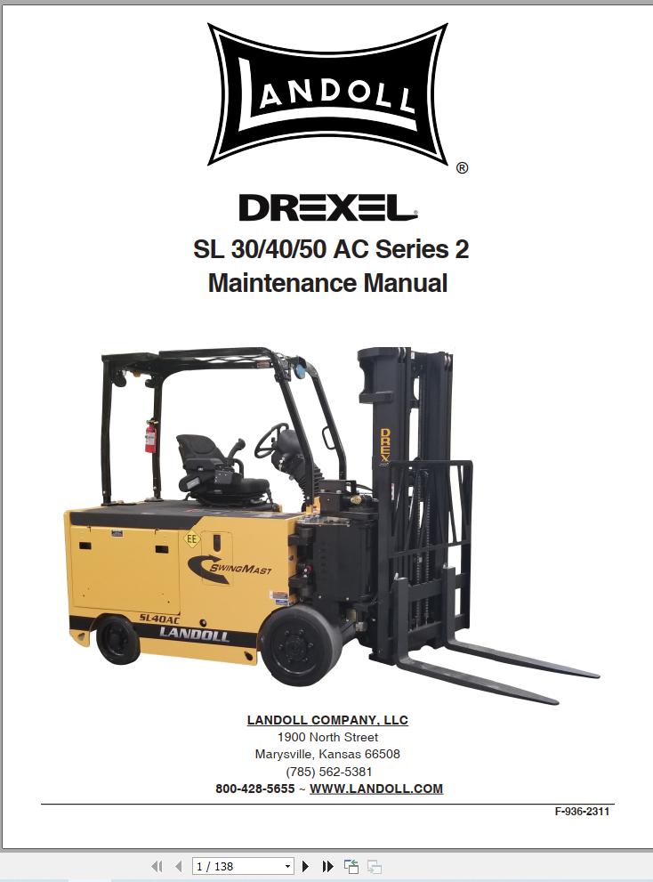 Landoll Drexel Forklift SL30 AC 2 SL40 AC 2 SL50 AC 2 Maintenance Manual F 936 2311 (1)