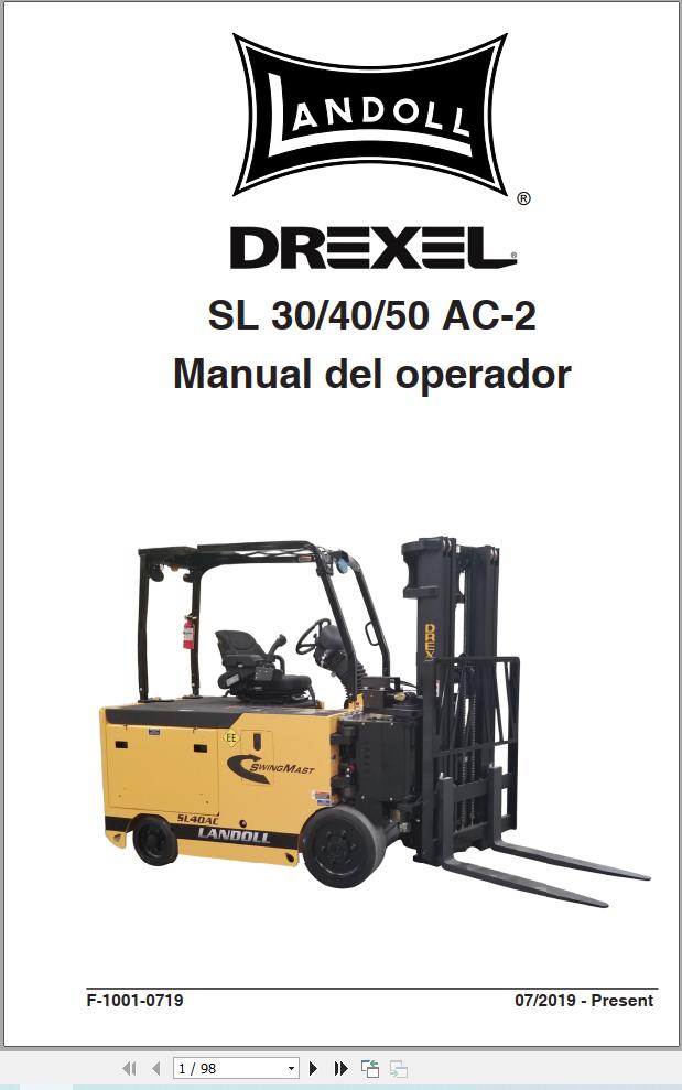 Landoll Drexel Forklift SL30 AC 2 SL40 AC 2 SL50 AC 2 Operators Manual F 1001 0719 ES (1)