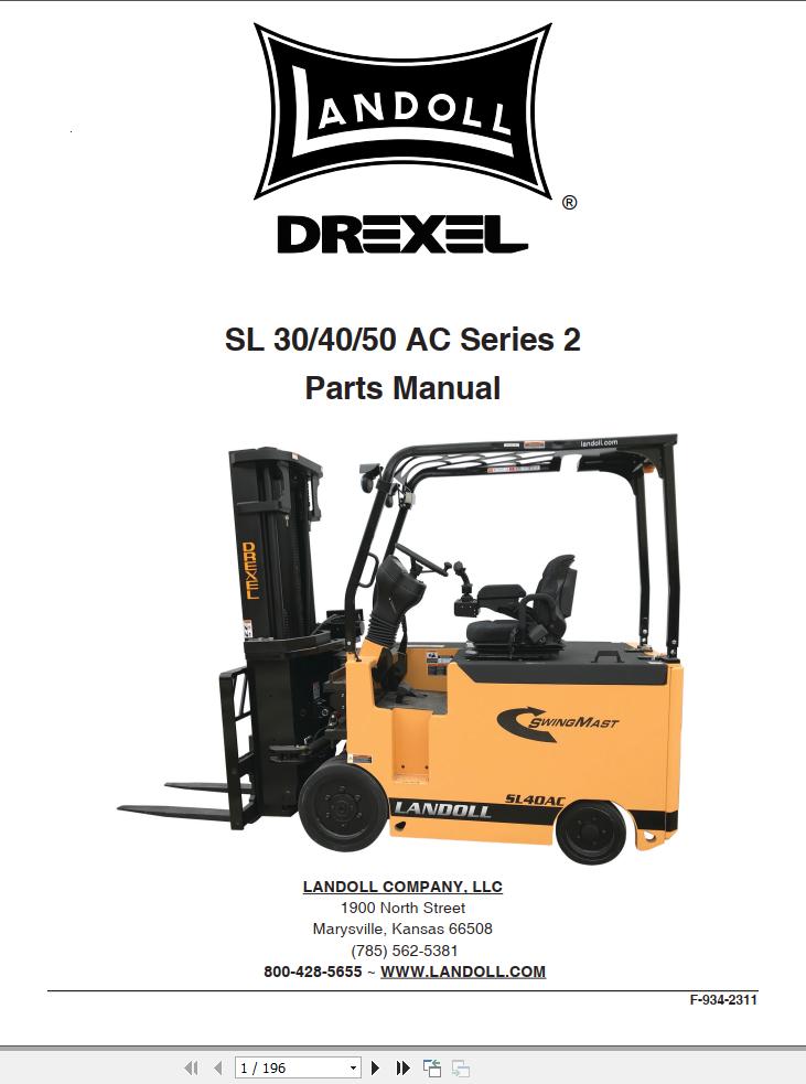 Landoll Drexel Forklift SL30 AC 2 SL40 AC 2 SL50 AC 2 Parts Manual F 934 2311 (1)