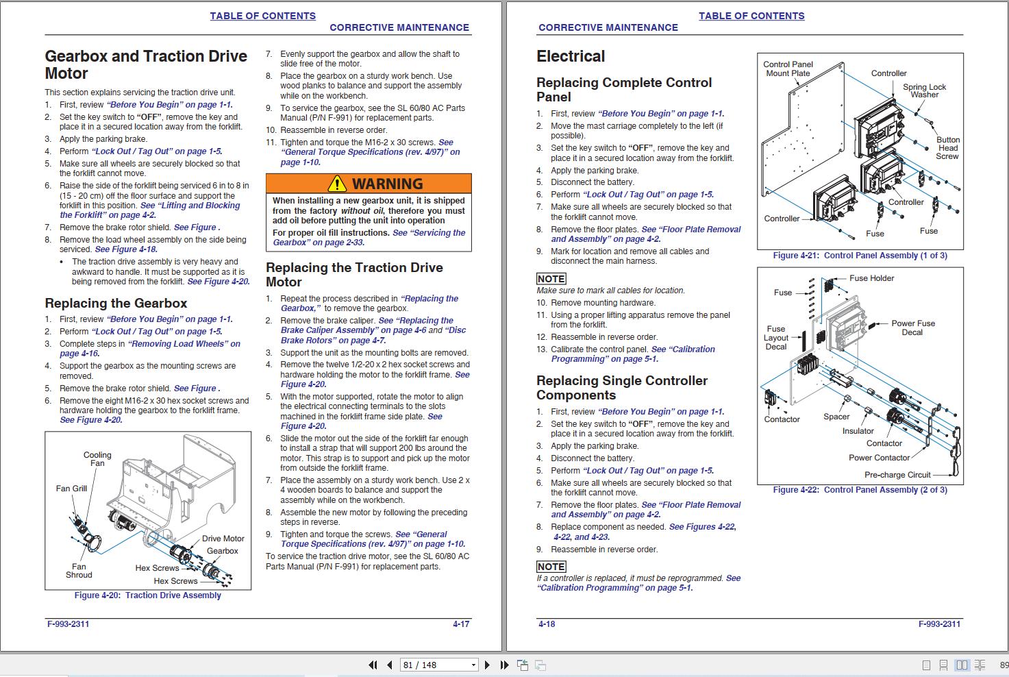 Landoll Drexel Forklift SL60 AC SL80 AC Maintenance Manual F 993 2311 (2)