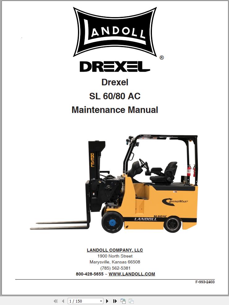 Landoll Drexel Forklift SL60 AC SL80 AC Maintenance Manual F 993 2403 2025 (1)
