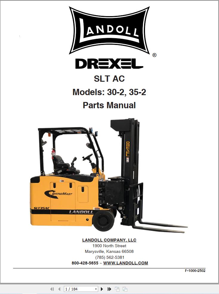 Landoll Drexel Forklift SLT 30 2AC SLT35 2AC Parts Manual F 1008 1022 2025 (1)