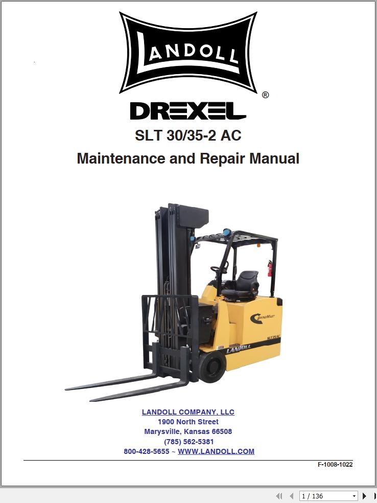 Landoll Drexel Forklift SLT30 2 AC SLT35 2 AC Maintenance Repair Manual F 1008 1022 2025 (1)