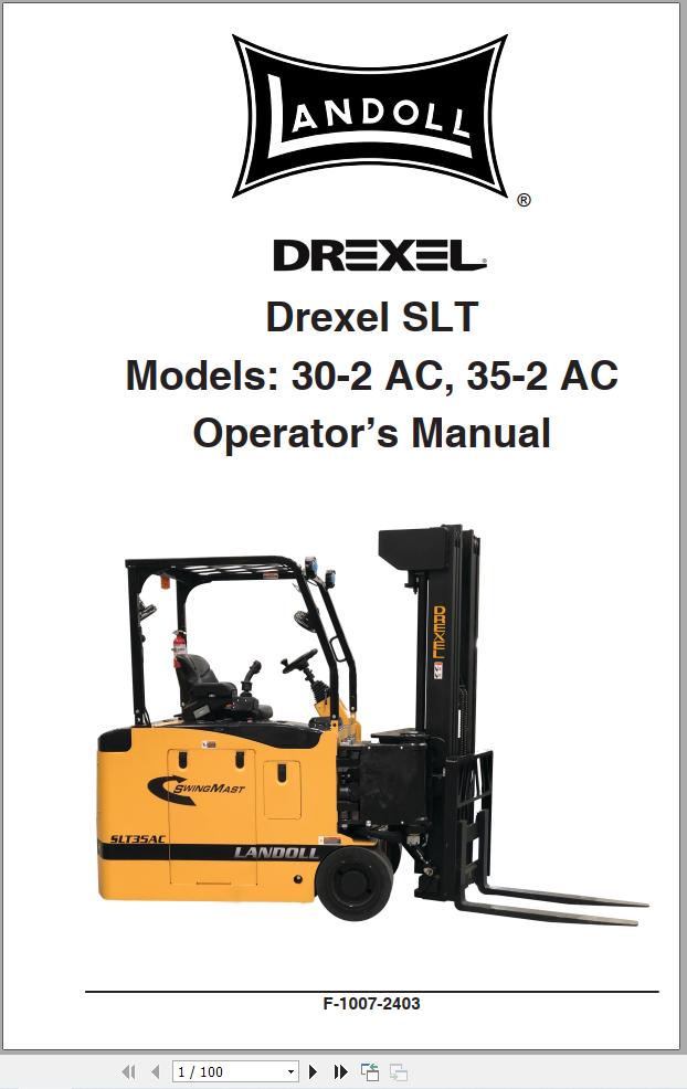 Landoll Drexel Forklift SLT30 2 AC SLT35 2 AC Operators Manual F 1007 2403 2025 (1)