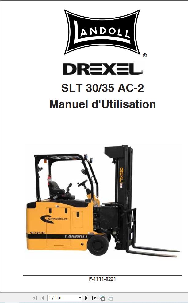 Landoll Drexel Forklift SLT30 AC 2 SLT35 AC 2 Operator Manual F 1111 0221 FR (1)
