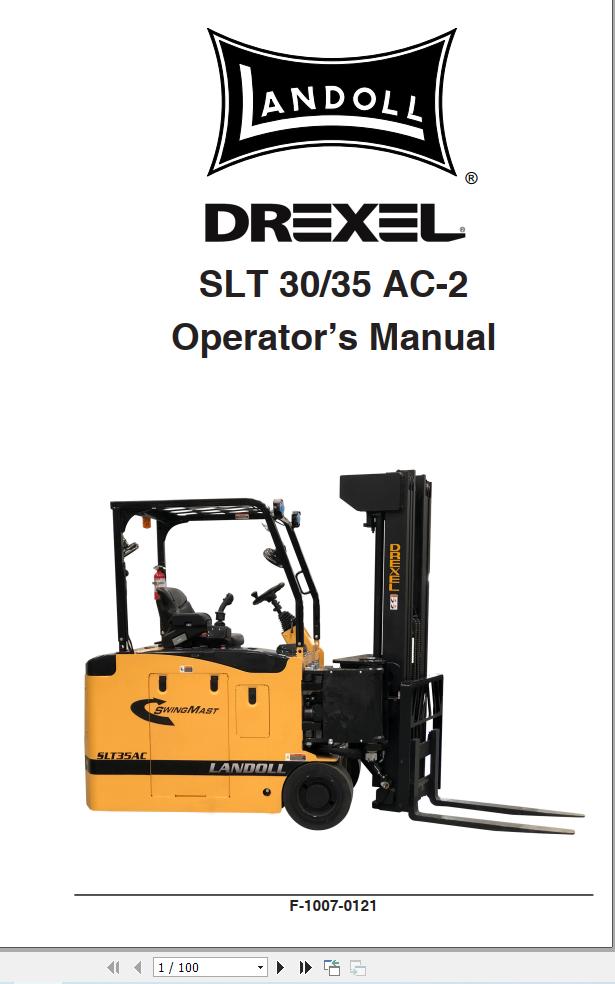 Landoll Drexel Forklift SLT30 AC 2 SLT35 AC 2 Operators Manual F 1007 0121 (1)