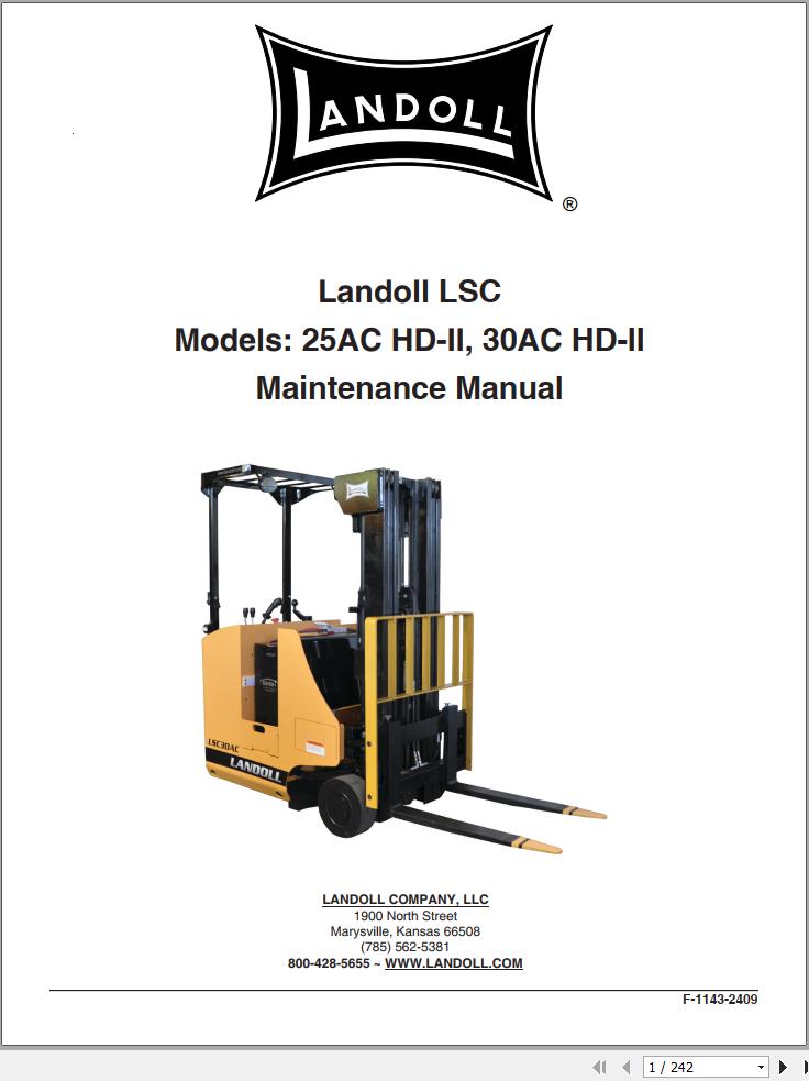 Landoll Forklift LSC 25AC HD II LSC 30AC HD II Maintenance Manual F 1143 2409 2025 (1)