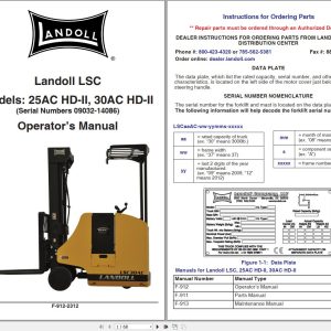 Landoll Forklift LSC 25AC HD II LSC 30AC HD II Operators Manual F 912 2312 (1)