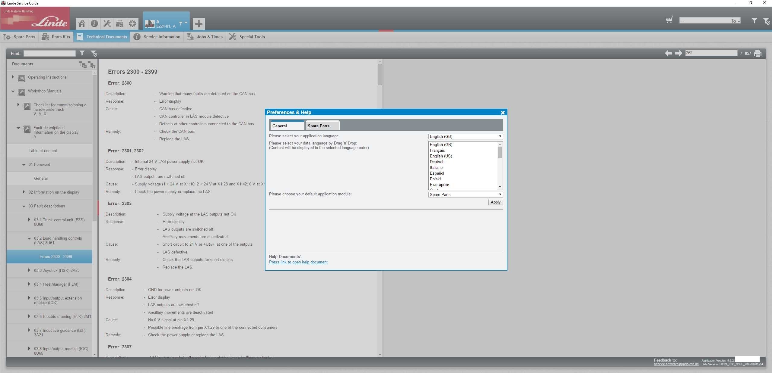 Linde LSG 5.2.2 U0324 09.2025 Live Service Guide 9