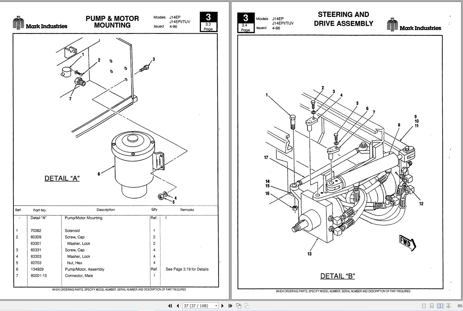 Marklift Scissor Lift J14EP J14EPI J14TUV Parts Manual 17237 (2)