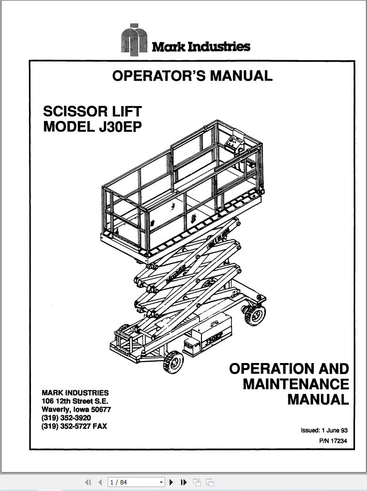 Marklift Scissor Lift J30EP Operation Maintenance Manual 17234 (1)