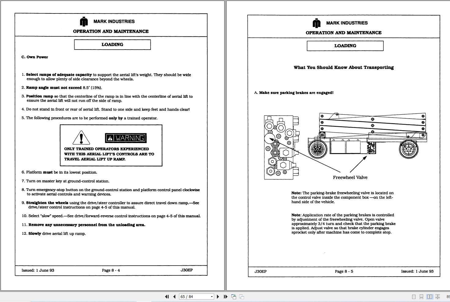 Marklift Scissor Lift J30EP Operation Maintenance Manual 17234 (2)