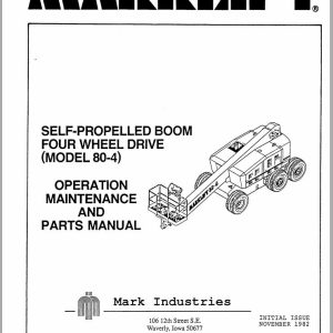 Marklift Self Propelled Boom 80 4 Parts Operation Manual 17114 (1)