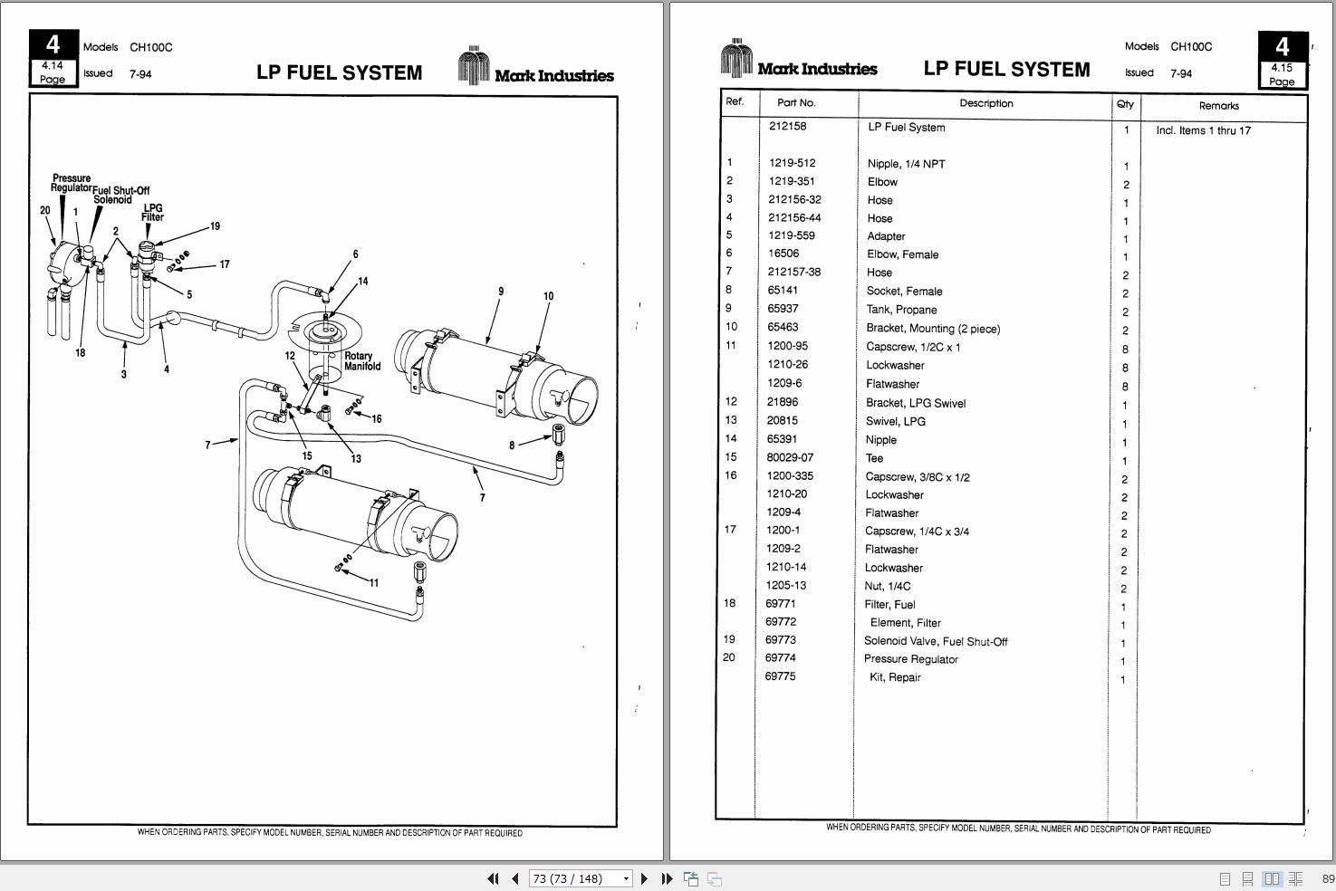 Marklift Self Propelled Boom CH100C Parts Manual 17140 (2)