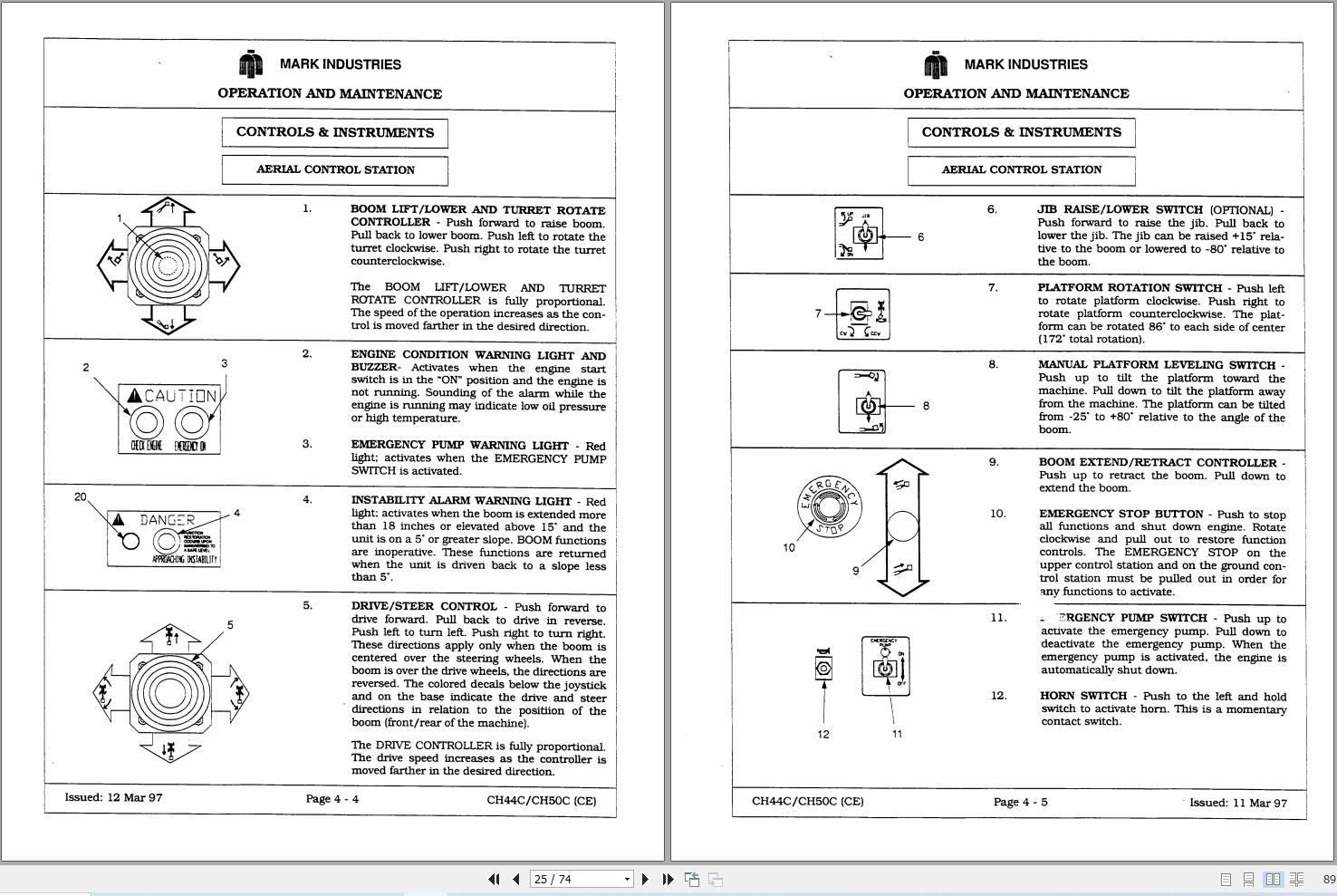 Marklift Self Propelled Boom CH44C CH50C Operation Maintenance Manual 17143 (2)