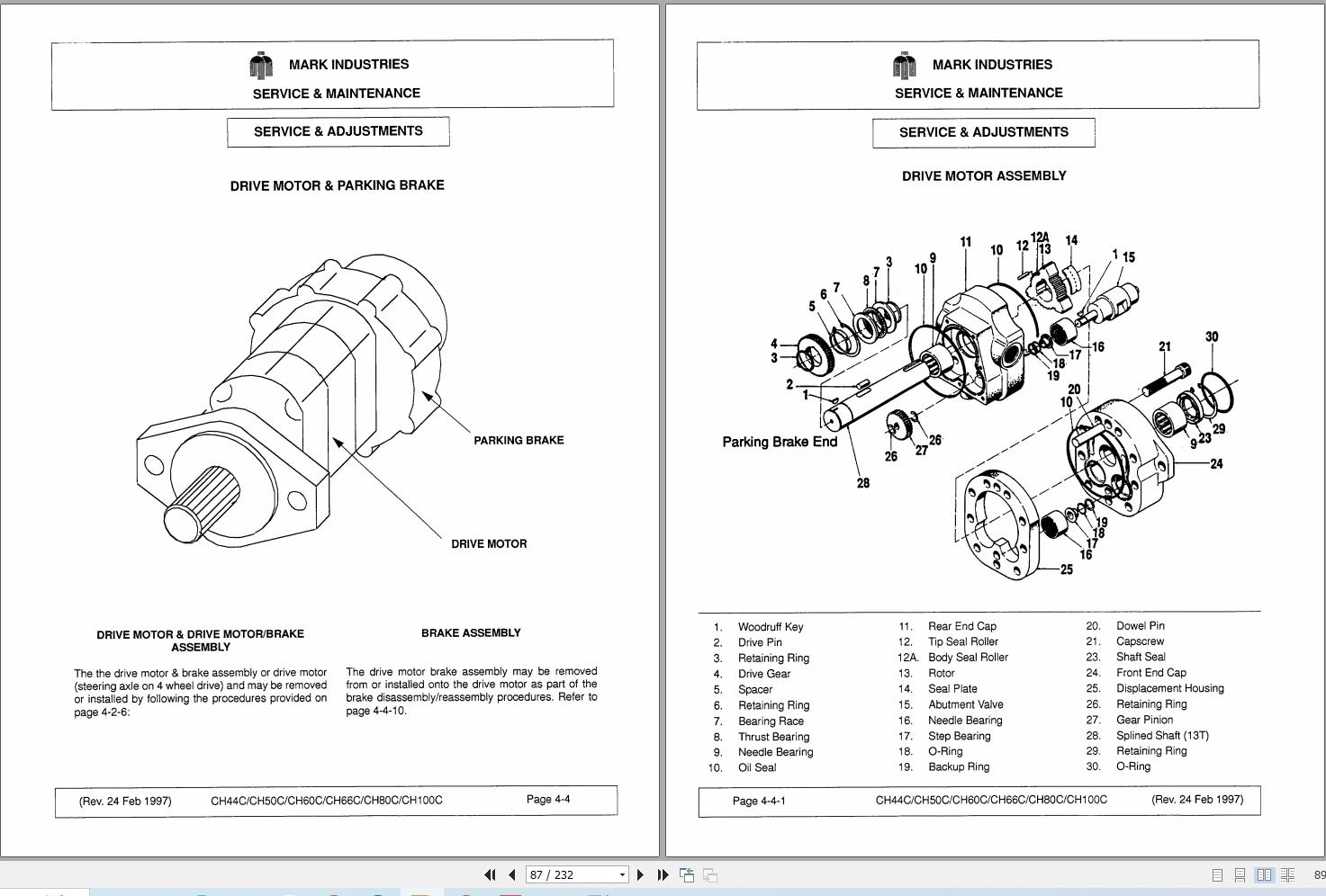 Marklift Self Propelled Boom CH44C to CH100C Service Maintenance Manual 17133 (2)