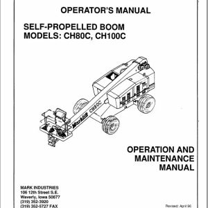 Marklift Self Propelled Boom CH80C CH100C Operation Maintenance Manual 17137 (1)