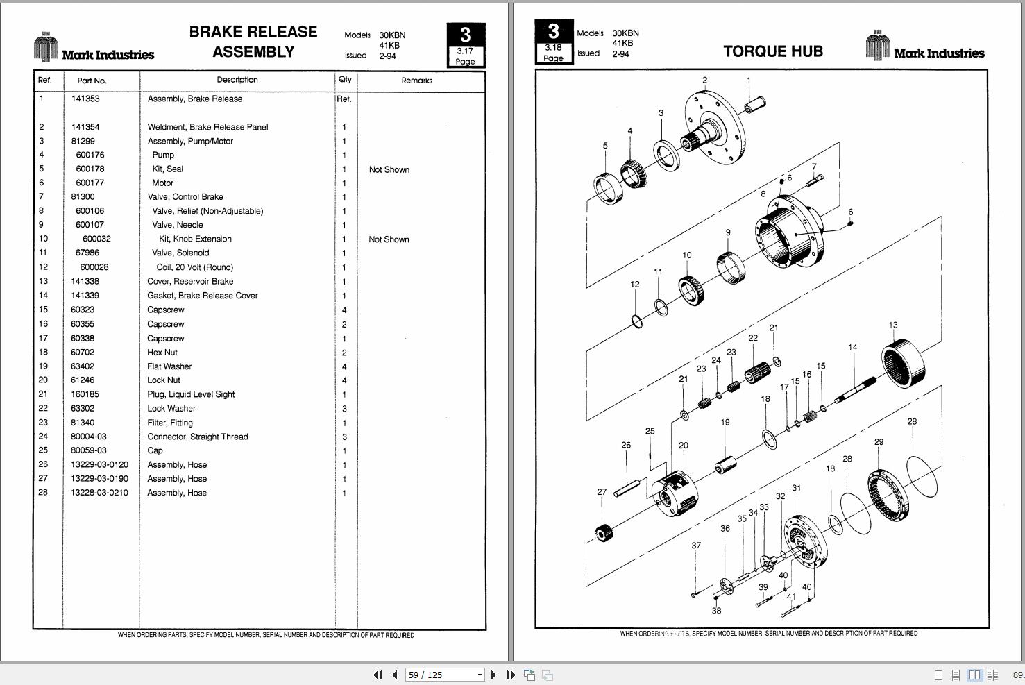 Marklift Self Propelled Knuckle Boom 30KBN II 41KB Parts Manual 17310 (2)