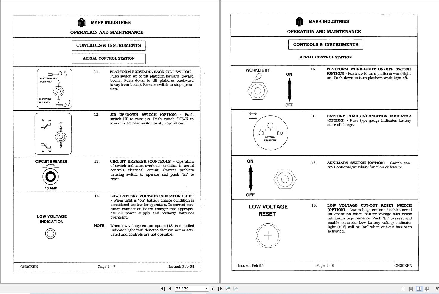 Marklift Self Propelled Knuckle Boom CH30KBN Operation Maintenance Manual 17315 (2)
