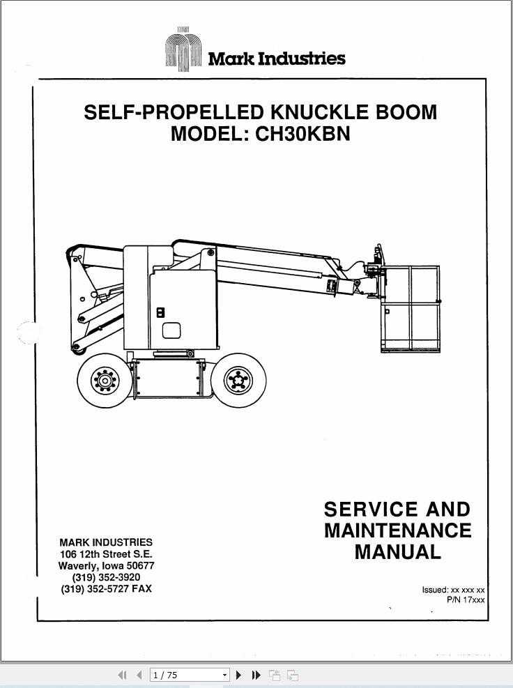 Marklift Self Propelled Knuckle Boom CH30KBN Service Maintenance Manual 17xxx (1)