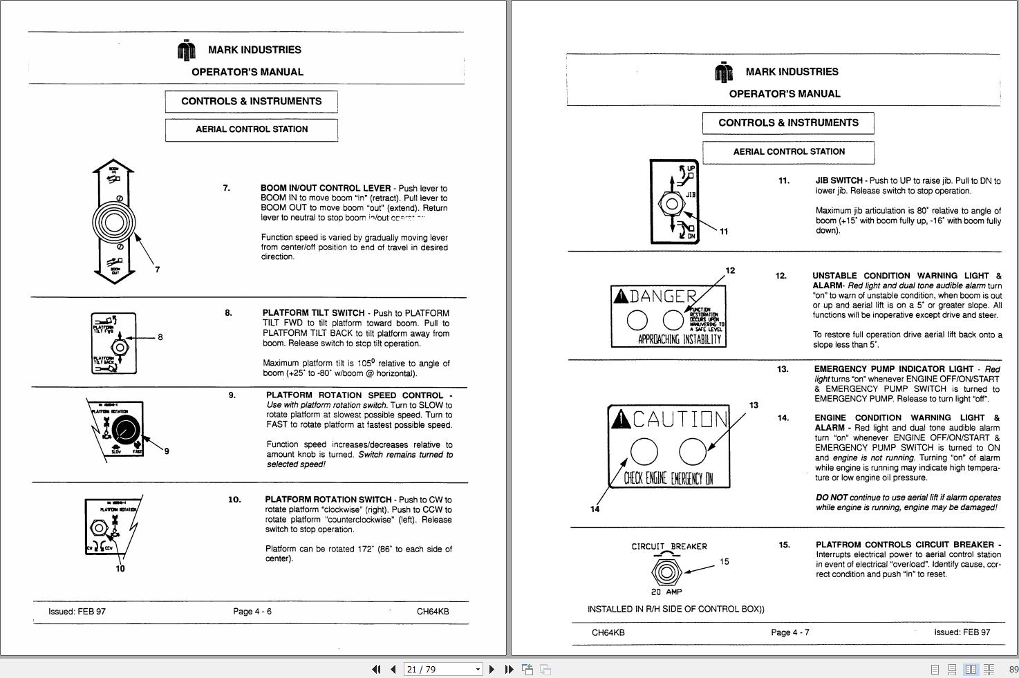 Marklift Self Propelled Knuckle Boom CH64KB Operation Maintenance Manual 17317 (2)