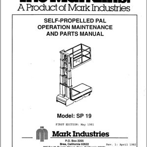 Marklift Self Propelled Pal SP19 Parts Operation Manual 17211 (1)