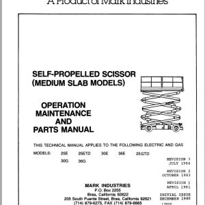 Marklift Self Propelled Scissor 25E to 36G Parts Operation Manual 17202 (1)