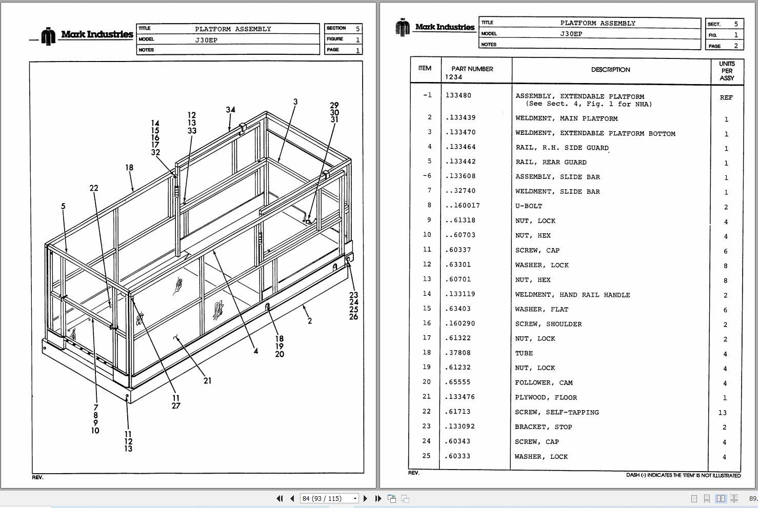 Marklift Self Propelled Scissor J30EP Operation Maintenance Parts Manual 17224 (2)