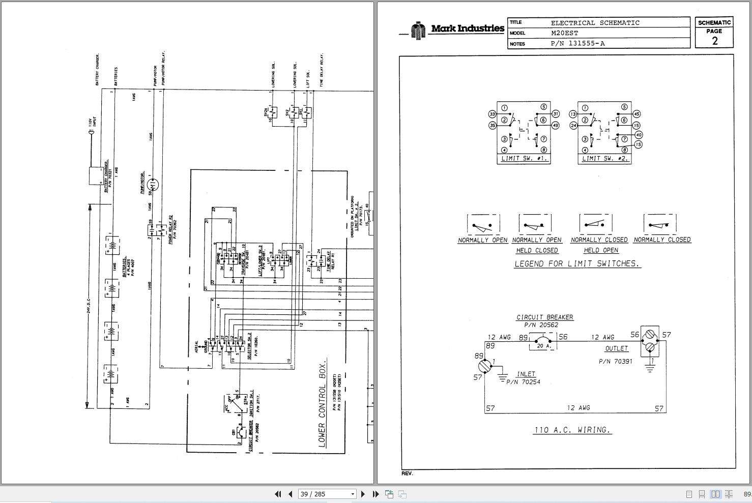 Marklift Self Propelled Scissor M20EST M20ESEP Parts Operation Manual 17227 (3)