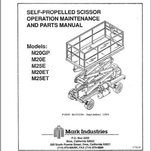 Marklift Self Propelled Scissor M20GP to M25ET Parts Operation Manual 17219 (1)