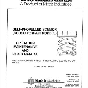 Marklift Self Propelled Scissor RT25G RT26E RT26G Parts Operation Manual 17203 (1)