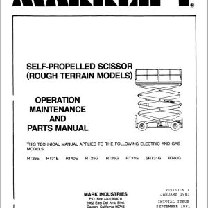 Marklift Self Propelled Scissor RT26E to RT40G Parts Operation Manual 17012 (1)