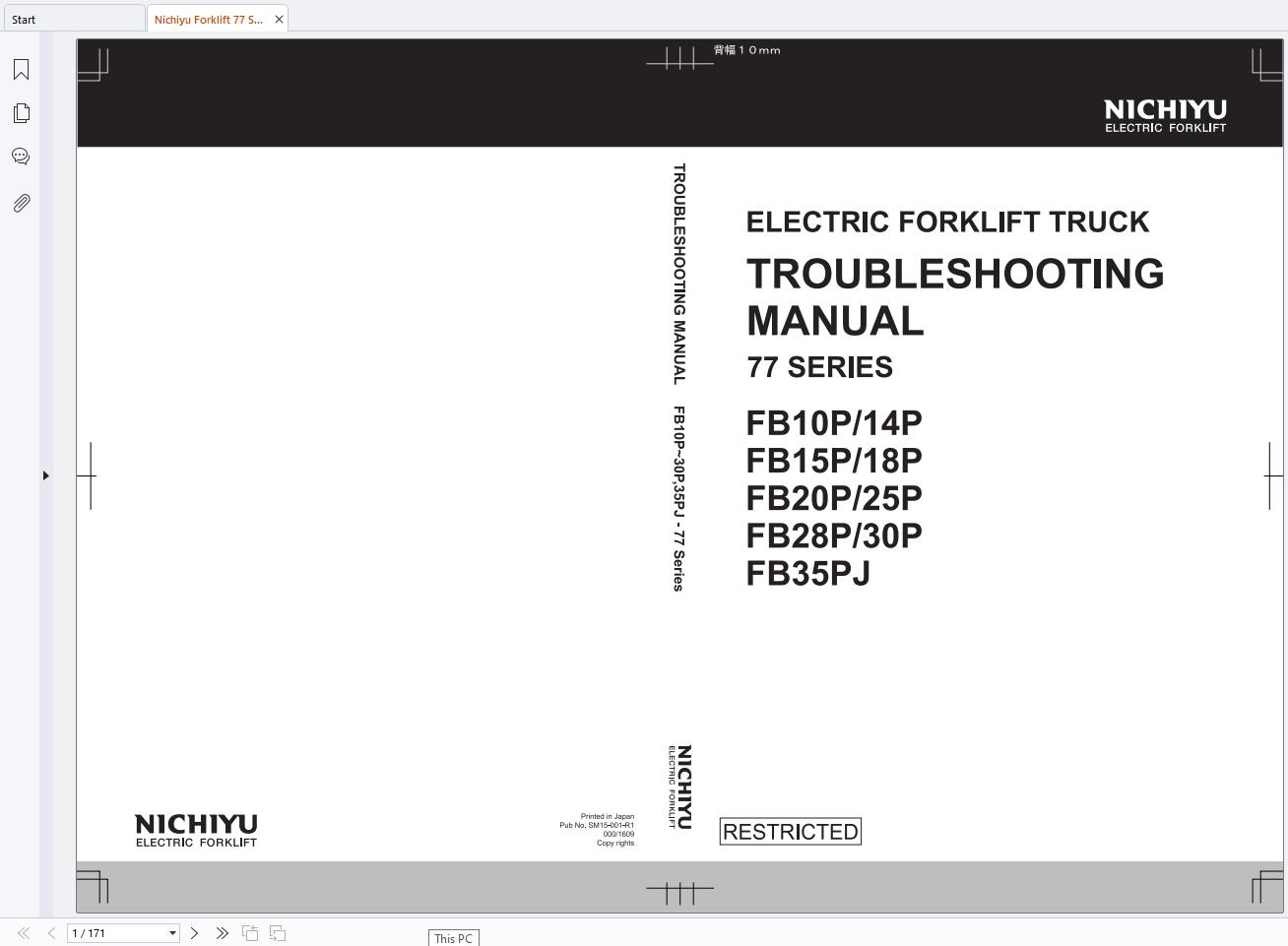 Nichiyu Forklift 77 Series FB10P FB30P Workshop Troubleshooting Manual (1)