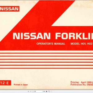 Nissan Forklift H01 H02 Series Operation Manual OM9Z H012G0 1