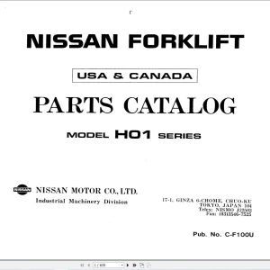 Nissan Forklift H01 Series Parts Catalog C F100U 1