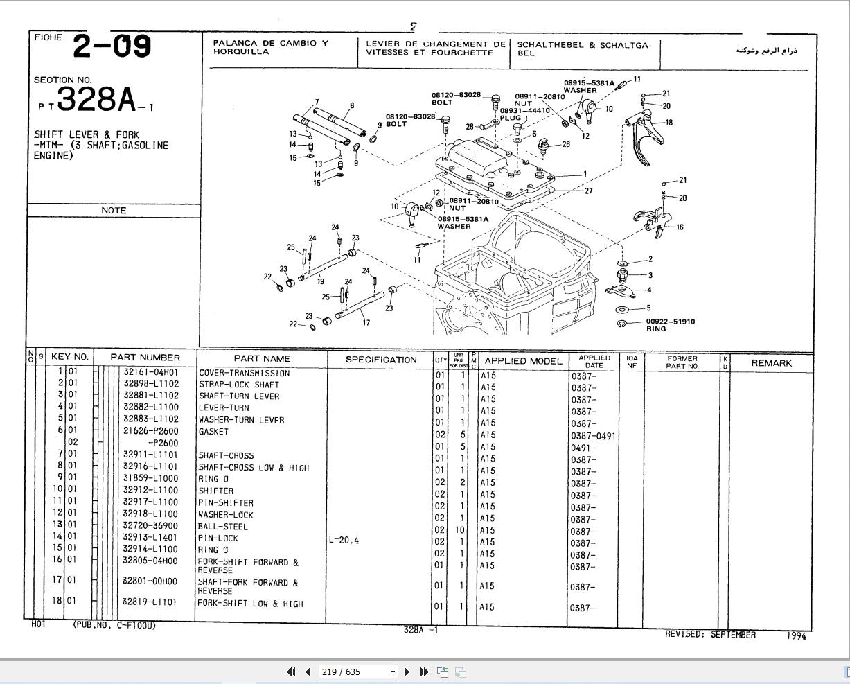Nissan Forklift H01 Series Parts Catalog C F100U 2