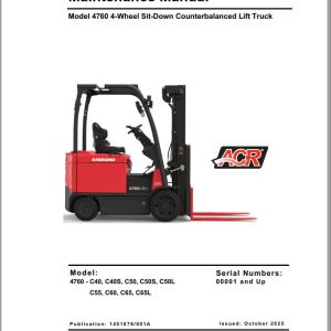 Raymond Forklift 4760 Maintenance Manual 1451076 001A 1