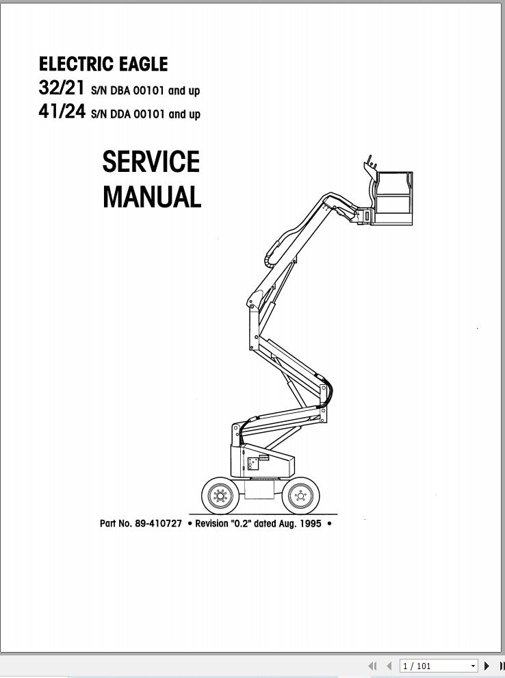 Simon Articulated Boom Lift 32 21 41 24 Service Manual 89 410727 (1)