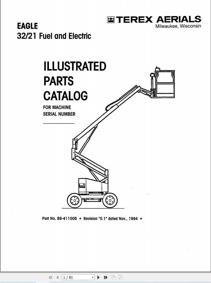 Simon Articulated Boom Lift 32 21 Parts Manual 89 411005 (1)