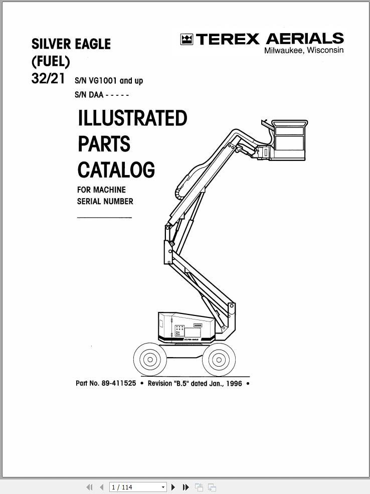 Simon Articulated Boom Lift 32 21 Parts Manual 89 411525 (1)