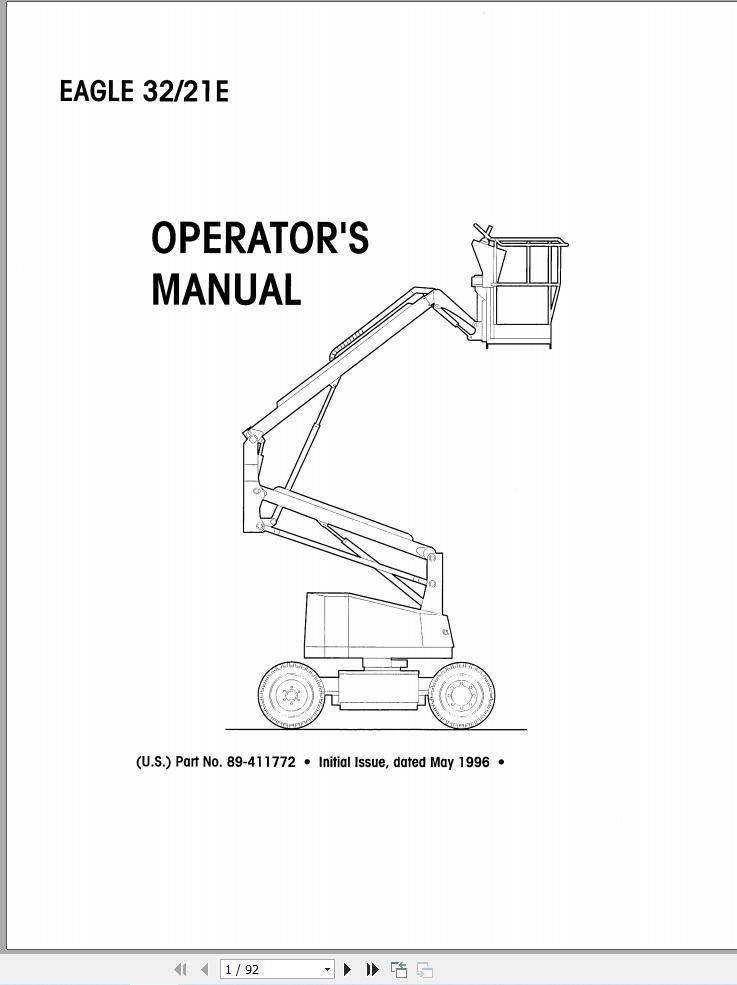 Simon Articulated Boom Lift 32 21E Operators Manual 89 411772 (1)