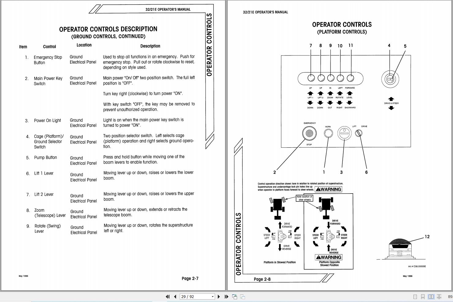 Simon Articulated Boom Lift 32 21E Operators Manual 89 411772 (2)